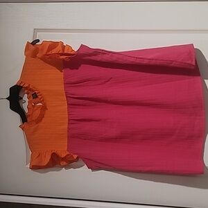 NWT Emery Rose Womans Plus Two Tone Ruffle Trim Frill Neck & Sleeve Size 2xl